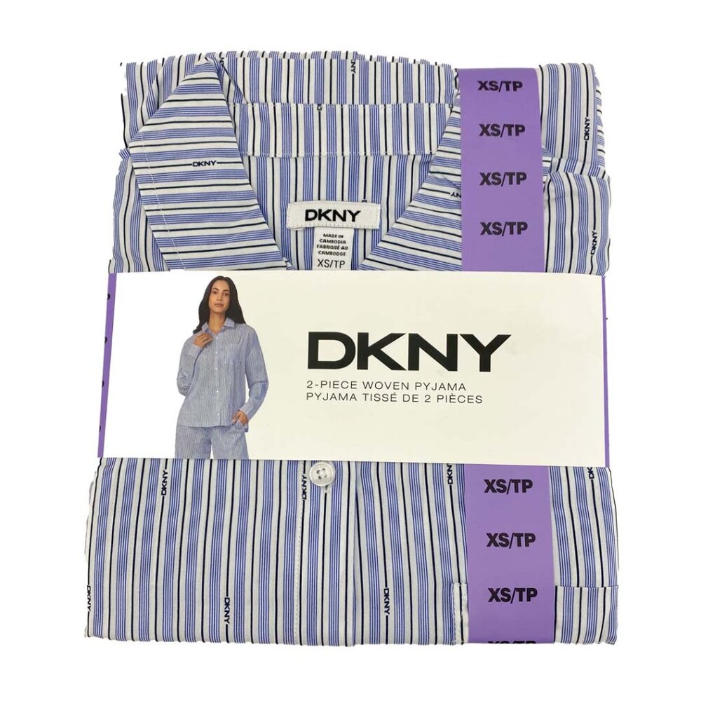 DKNY | Women's Woven Pyjama Set | Pinstripe | 2 Piece | Various Sizes **NEW